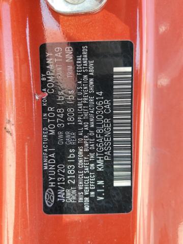 KMHTG6AF8LU030614 - 2020 HYUNDAI VELOSTER BASE ORANGE photo 13