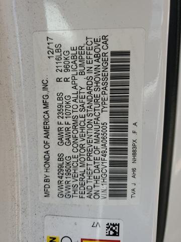 1HGCV1F49JA065005 - 2018 HONDA ACCORD EX WHITE photo 12