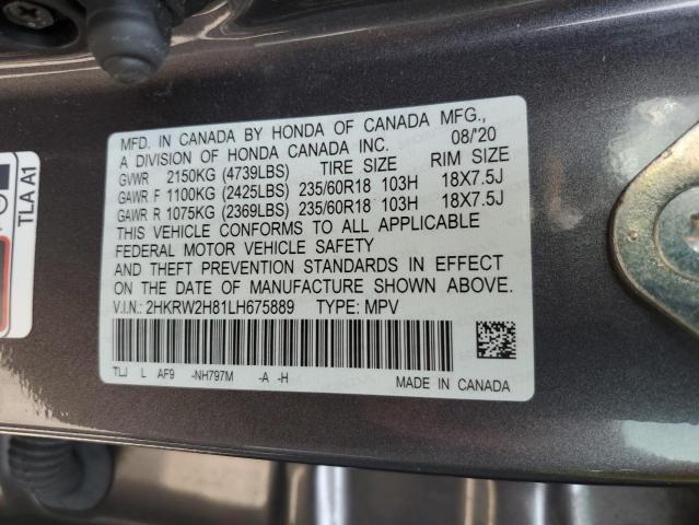 2HKRW2H81LH675889 - 2020 HONDA CR-V EXL GRAY photo 14