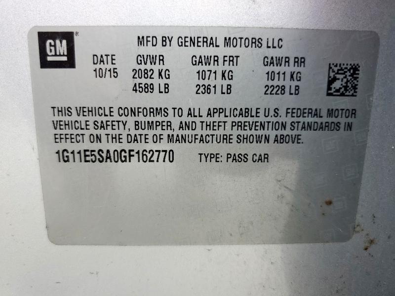 1G11E5SA0GF162770 - 2016 CHEVROLET MALIBU LIMITED LTZ Күміс фото 12