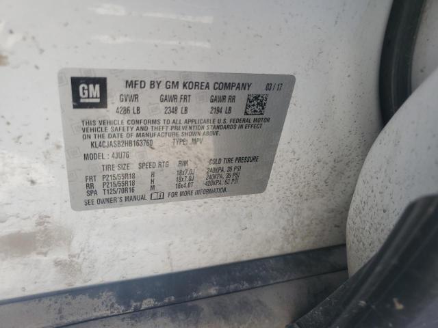 KL4CJASB2HB163760 - 2017 BUICK ENCORE PREFERRED WHITE photo 14