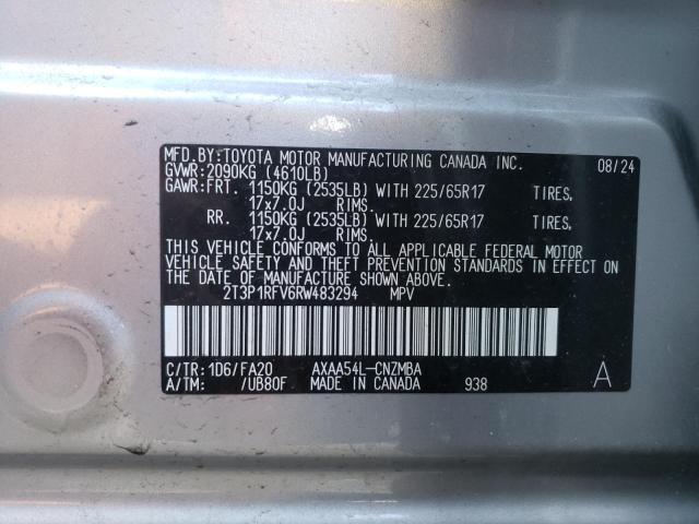 2T3P1RFV6RW483294 - 2024 TOYOTA RAV4 XLE SILVER photo 13