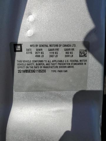 2G1WB5E39G1105230 - 2016 CHEVROLET IMPALA LIM LT GRAY photo 12