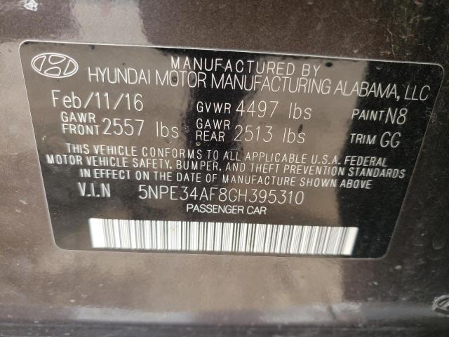 5NPE34AF8GH395310 - 2016 HYUNDAI SONATA SPORT Grau Foto 10
