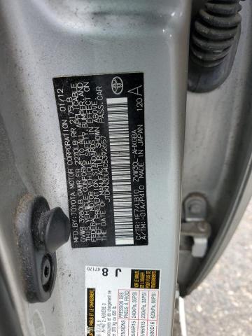 JTDKN3DU4C5392657 - 2012 TOYOTA PRIUS SILVER photo 12