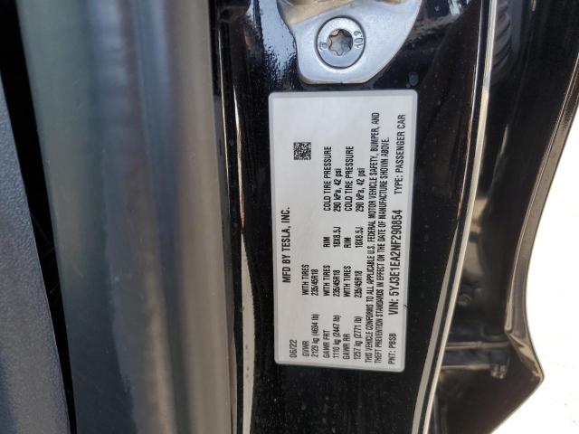 5YJ3E1EA2NF290854 - 2022 TESLA MODEL 3 შავი ფოტო 12