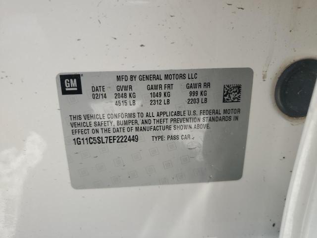 1G11C5SL7EF222449 - 2014 CHEVROLET MALIBU 1LT WHITE photo 13