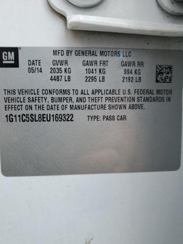 1G11C5SL8EU169322 - 2014 CHEVROLET MALIBU 1LT WHITE photo 12