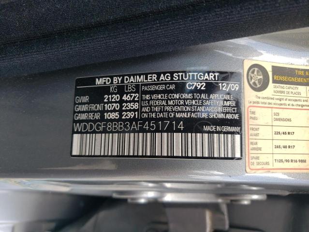 WDDGF8BB3AF451714 - 2010 MERCEDES-BENZ C 300 4MATIC GRAY photo 12