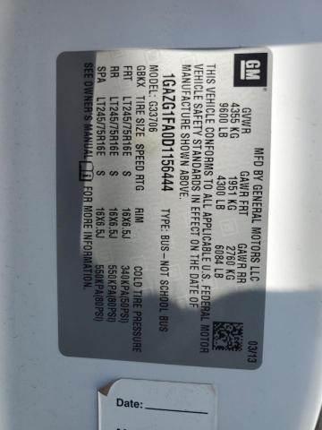 1GAZG1FA0D1156444 - 2013 CHEVROLET EXPRESS G3 LT თეთრი ფოტო 13