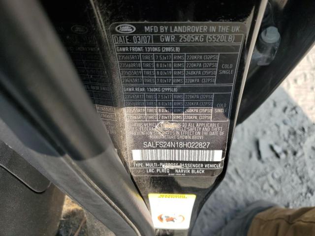 SALFS24N18H022827 - 2008 LAND ROVER LR2 SE TECHNOLOGY BLACK photo 12