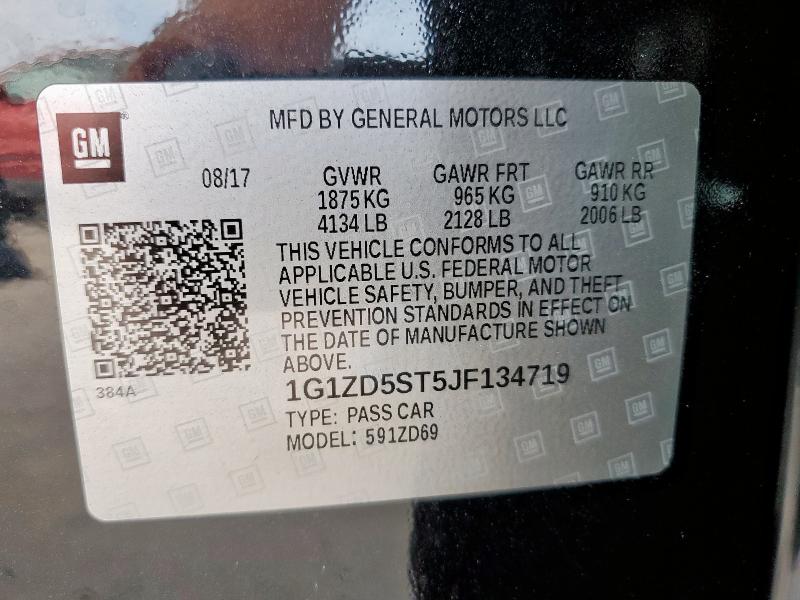 1G1ZD5ST5JF134719 - 2018 CHEVROLET MALIBU LT 灰色 照片 12