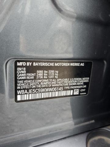 WBAJE5C59KWW06145 - 2019 BMW 540 I SILVER photo 12