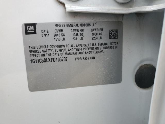 1G11C5SLXFU106787 - 2015 CHEVROLET MALIBU 1LT WHITE photo 12