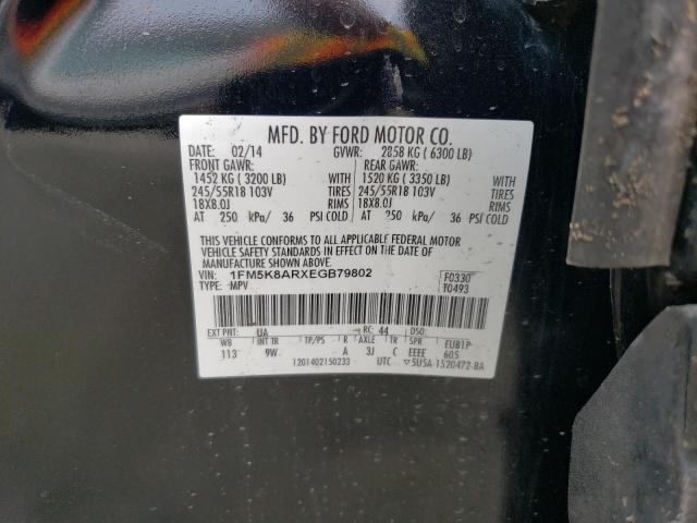 1FM5K8ARXEGB79802 - 2014 FORD EXPLORER POLICE INTERCEPTOR BLACK photo 13