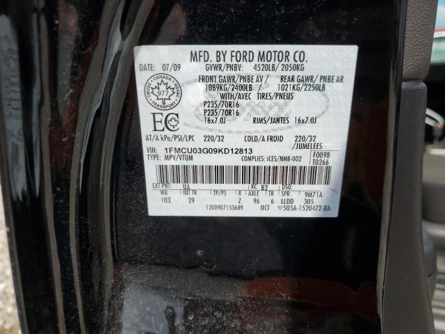 1FMCU03G09KD12813 - 2009 FORD ESCAPE XLT BLACK photo 14