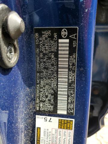 JTDKB20U897847077 - 2009 TOYOTA PRIUS BLUE photo 12