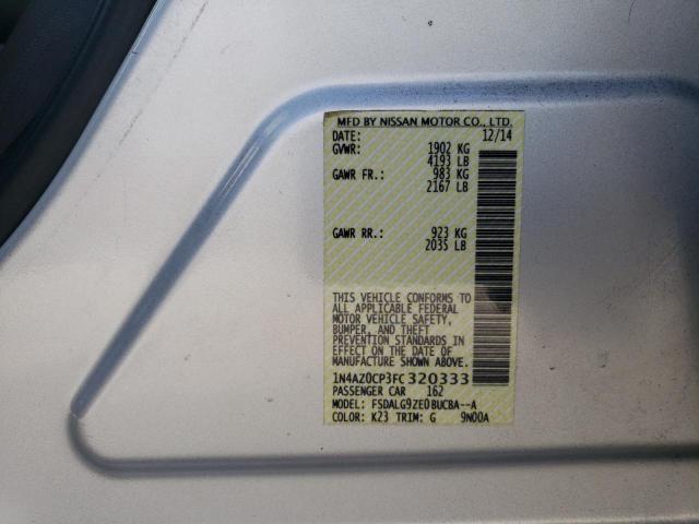 1N4AZ0CP3FC320333 - 2015 NISSAN LEAF S SILVER photo 12