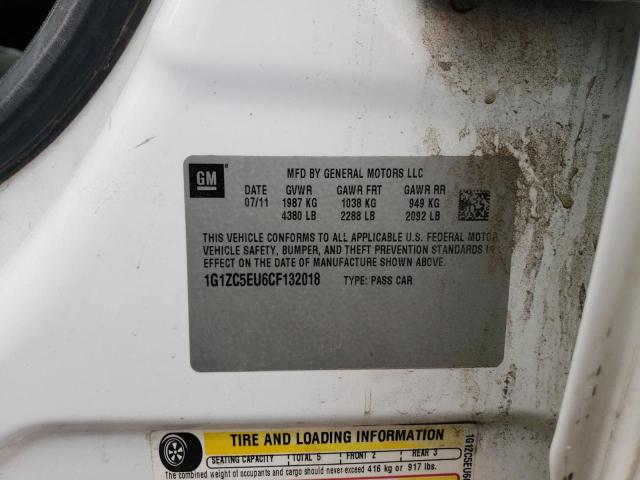 1G1ZC5EU6CF132018 - 2012 CHEVROLET MALIBU 1LT WHITE photo 12