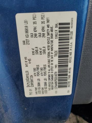 1D7HW48N75S310270 - 2005 DODGE DAKOTA QUAD SLT BLUE photo 12
