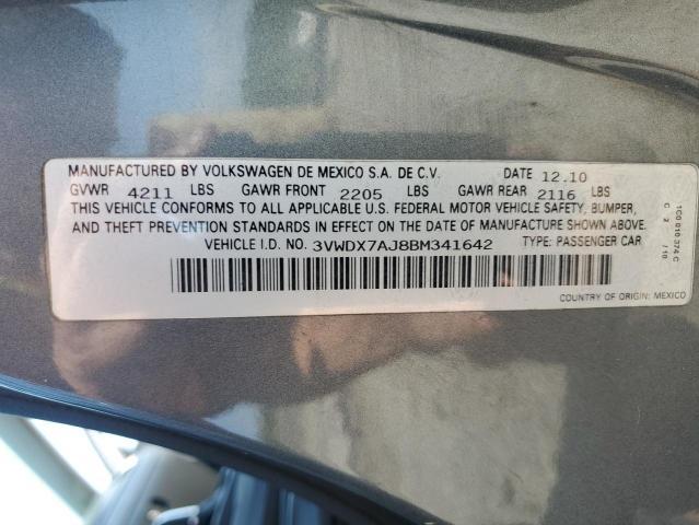 3VWDX7AJ8BM341642 - 2011 VOLKSWAGEN JETTA SE GRAY photo 13