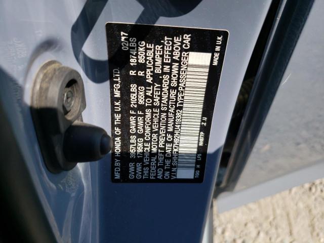 SHHFK7H92HU419382 - 2017 HONDA CIVIC SPORT TOURING BLUE photo 13