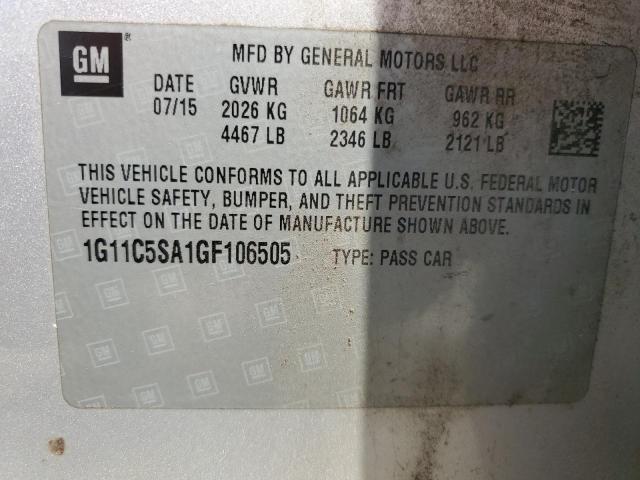 1G11C5SA1GF106505 - 2016 CHEVROLET MALIBU LIM LT ვერცხლისფერი ფოტო 12