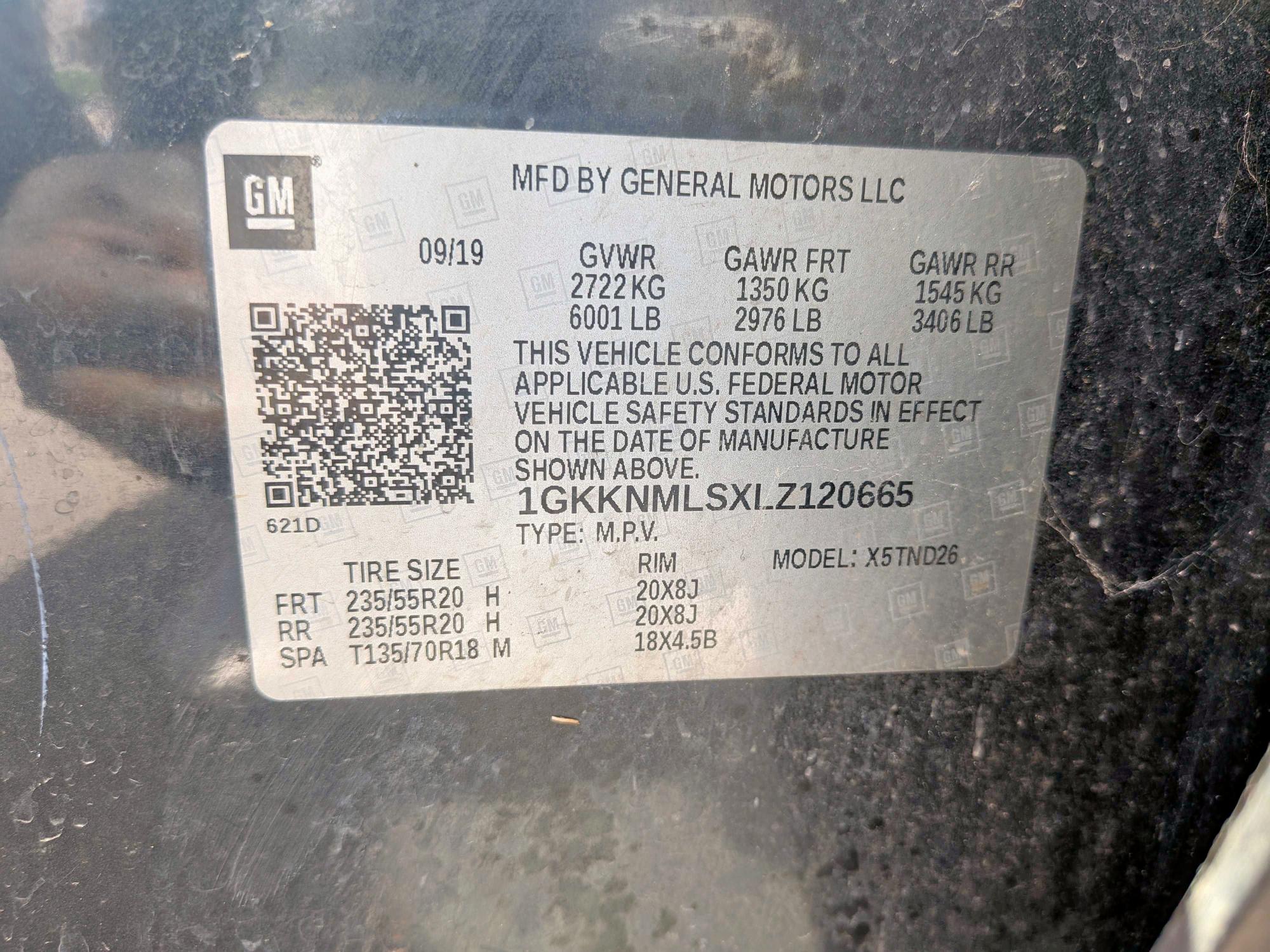 1GKKNMLSXLZ120665 - 2020 GMC ACADIA SLT BLACK photo 10