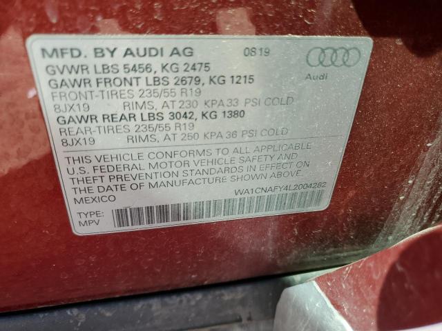 WA1CNAFY4L2004282 - 2020 AUDI Q5 PRESTIGE 红色 照片 12