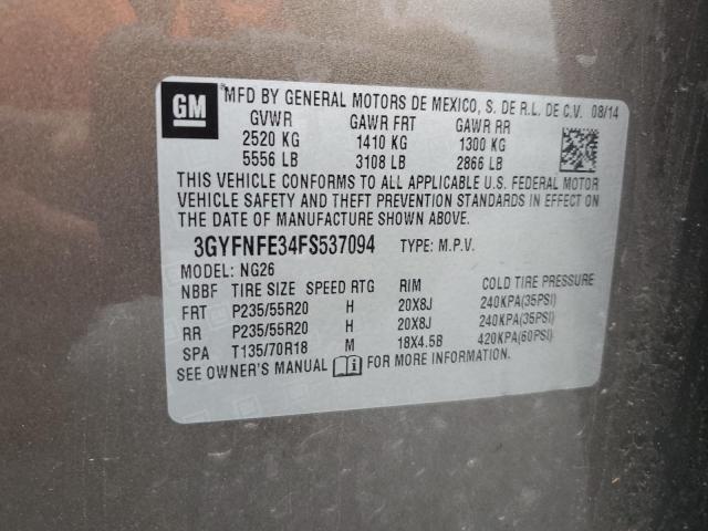 3GYFNFE34FS537094 - 2015 CADILLAC SRX PERFORMANCE COLLECTION Qəhvəyi foto 13