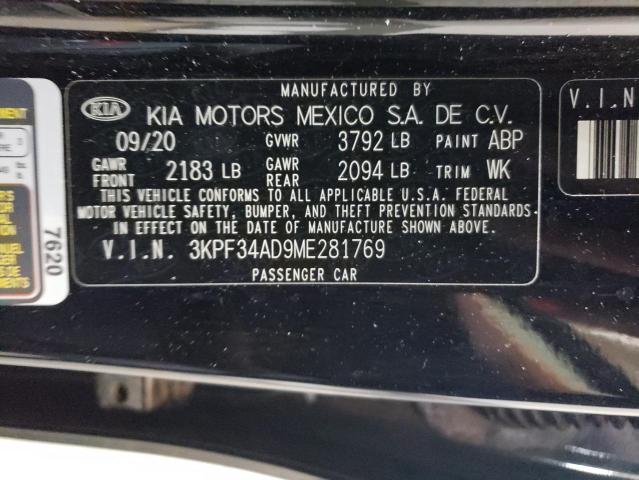 3KPF34AD9ME281769 - 2021 KIA FORTE GT LINE BLACK photo 13