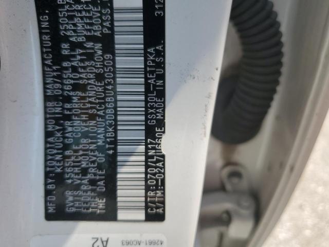 4T1BK3DB6BU430509 - 2011 TOYOTA AVALON BASE 白色 照片 12