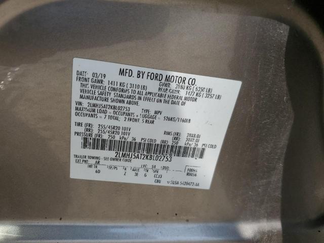 2LMHJ5AT2KBL02753 - 2019 LINCOLN MKT BEIGE photo 13