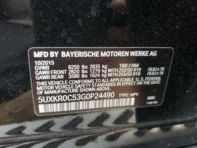 5UXKR0C53G0P24490 - 2016 BMW X5 XDRIVE35I BLACK photo 12