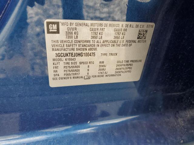 3GCUKTEJ0HG100475 - 2017 CHEVROLET SILVERADO K1500 HIGH COUNTRY BLUE photo 13