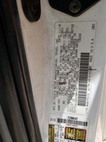 5TFTX4CN6BX004507 - 2011 TOYOTA TACOMA ACCESS CAB თეთრი ფოტო 12