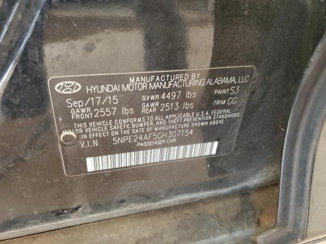 5NPE24AF5GH307154 - 2016 HYUNDAI SONATA SE BLACK photo 12