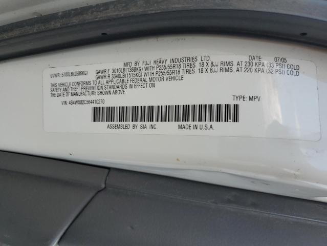 4S4WX82C564410270 - 2006 SUBARU B9 TRIBECA 3.0 H6 WHITE photo 12