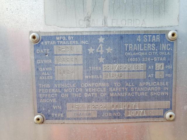 4FKWG2925W0014071 - 1998 FOUR TRAILER SILVER photo 10