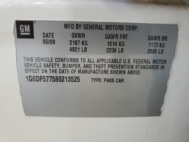 1G6DF577580213525 - 2008 CADILLAC CTS WHITE photo 12