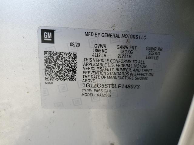 1G1ZG5ST6LF148073 - 2020 CHEVROLET MALIBU RS SILVER photo 12