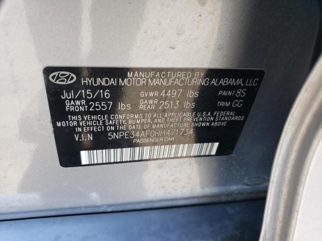 5NPE34AF0HH471734 - 2017 HYUNDAI SONATA SPORT SILVER photo 12