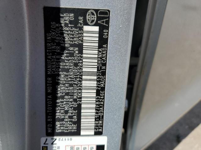 2T1KR32E77C628422 - 2007 TOYOTA COROLLA MA XR SILVER photo 12