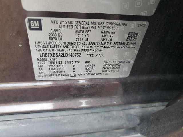 LRBFXBSA2LD148752 - 2020 BUICK ENVISION PREFERRED BROWN photo 12