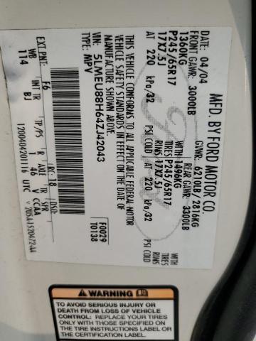 5LMEU88H64ZJ42043 - 2004 LINCOLN AVIATOR 白色 照片 13