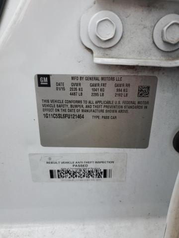 1G11C5SL6FU121464 - 2015 CHEVROLET MALIBU 1LT Blanc photo 12