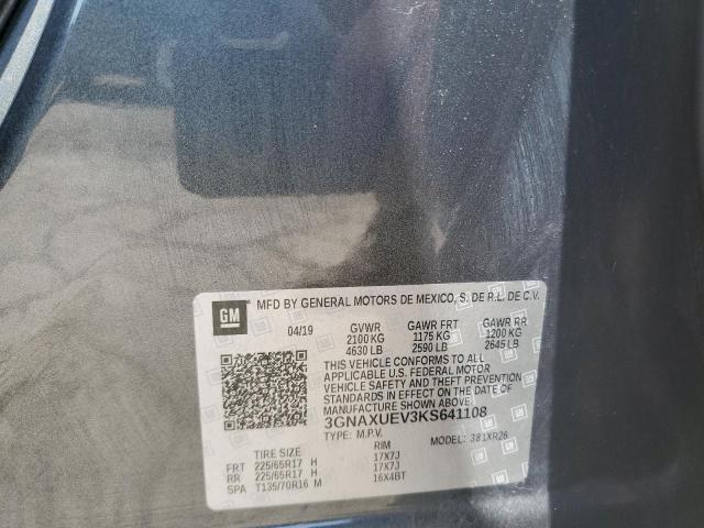 3GNAXUEV3KS641108 - 2019 CHEVROLET EQUINOX LT 灰色 照片 13