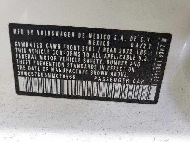 3VWC57BU6MM060565 - 2021 VOLKSWAGEN JETTA S WHITE photo 12