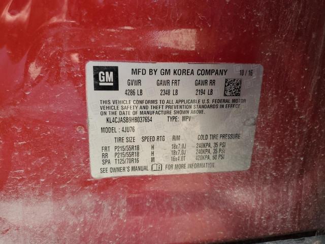 KL4CJASB9HB037654 - 2017 BUICK ENCORE PREFERRED RED photo 13