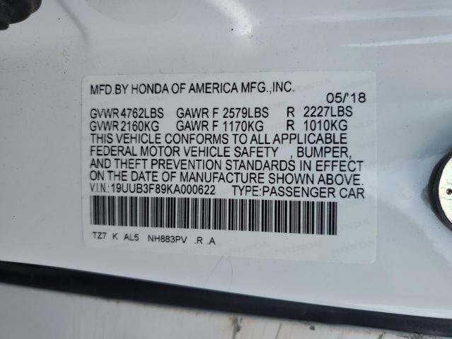 19UUB3F89KA000622 - 2019 ACURA TLX ADVANCE 白色 照片 13